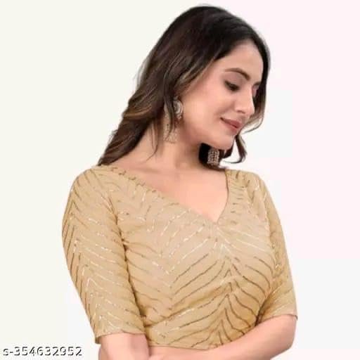 Version 1.0.0 Georgette Designer Women Blouse with Gota Patti Lace|Back Design|Padded - Image 1
